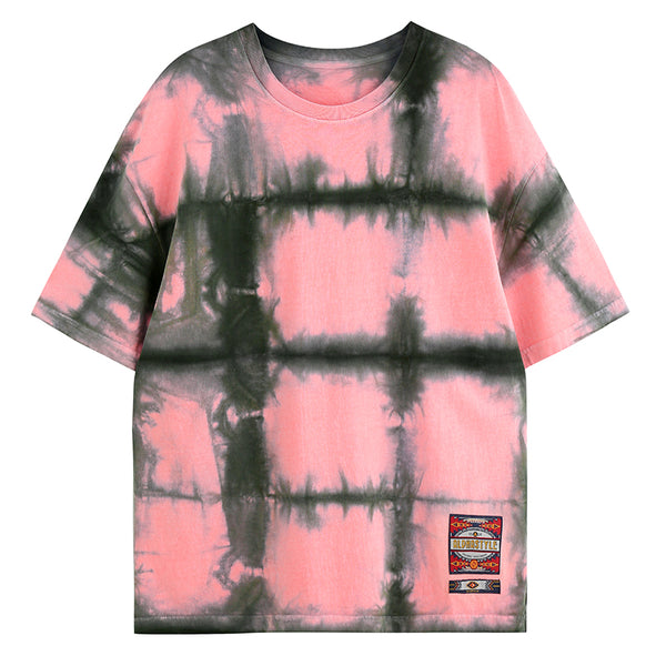 ALPHASTYLE® ZIRCON TIE DYE CHECK T-SHIRT – ACT CO SHOP